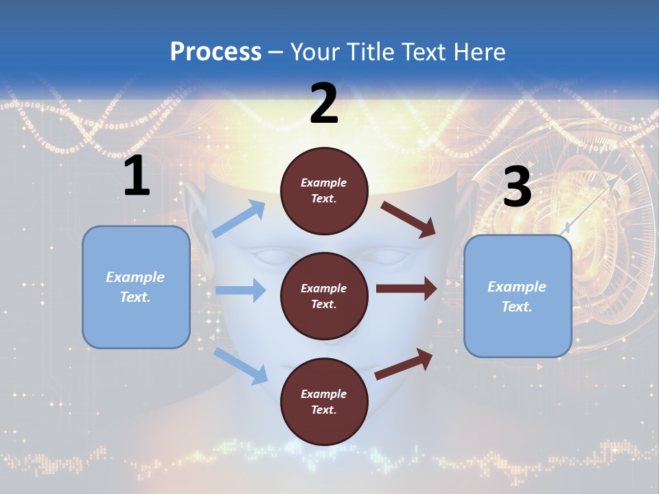 A Man With A Glowing Brain And A Clock On His Head PowerPoint Template