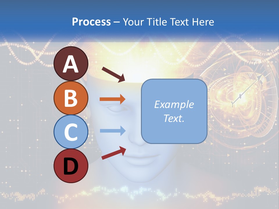 A Man With A Glowing Brain And A Clock On His Head PowerPoint Template
