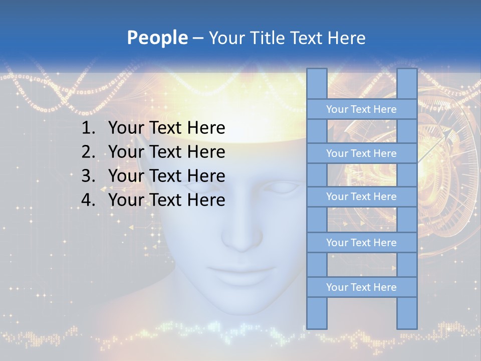 A Man With A Glowing Brain And A Clock On His Head PowerPoint Template