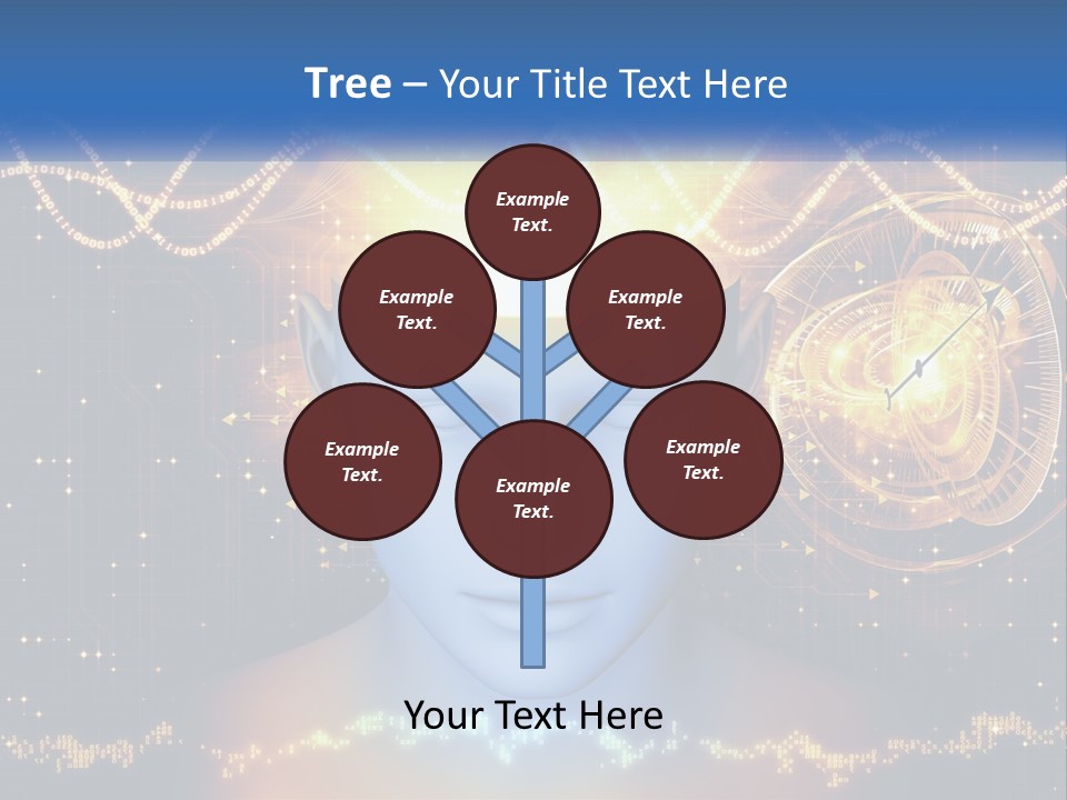 A Man With A Glowing Brain And A Clock On His Head PowerPoint Template
