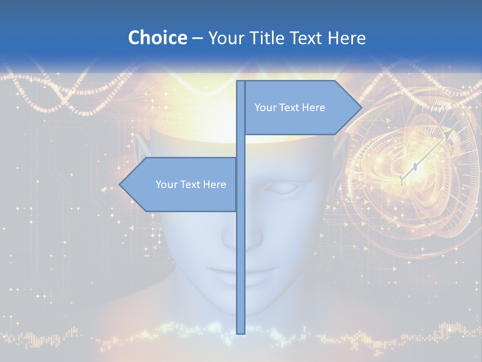 A Man With A Glowing Brain And A Clock On His Head PowerPoint Template