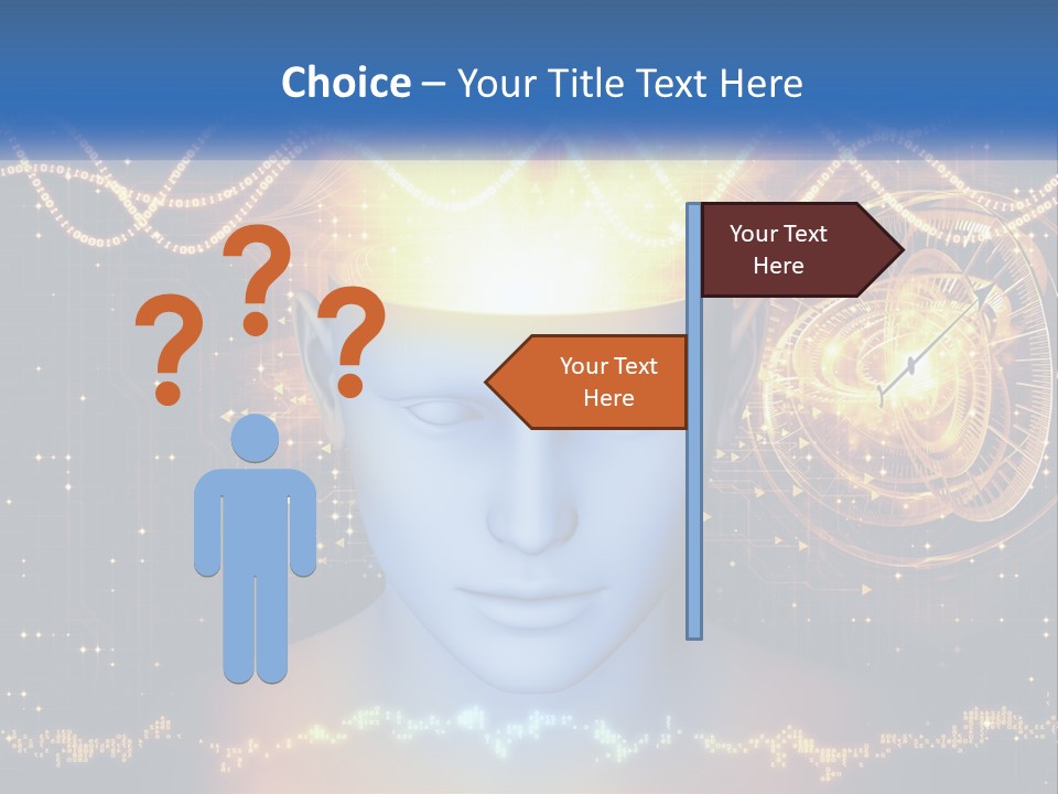 A Man With A Glowing Brain And A Clock On His Head PowerPoint Template