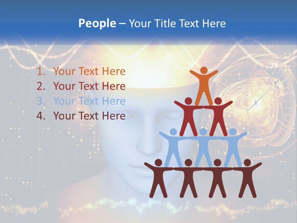 A Man With A Glowing Brain And A Clock On His Head PowerPoint Template