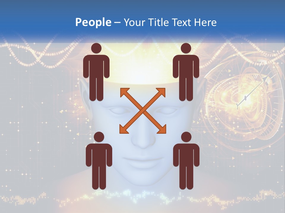 A Man With A Glowing Brain And A Clock On His Head PowerPoint Template