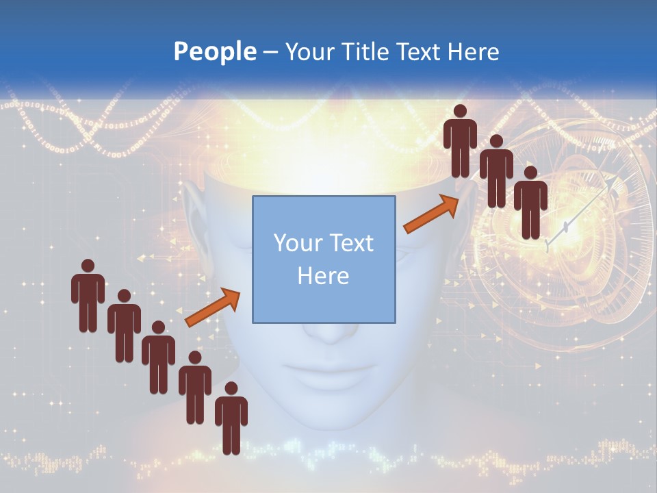 A Man With A Glowing Brain And A Clock On His Head PowerPoint Template