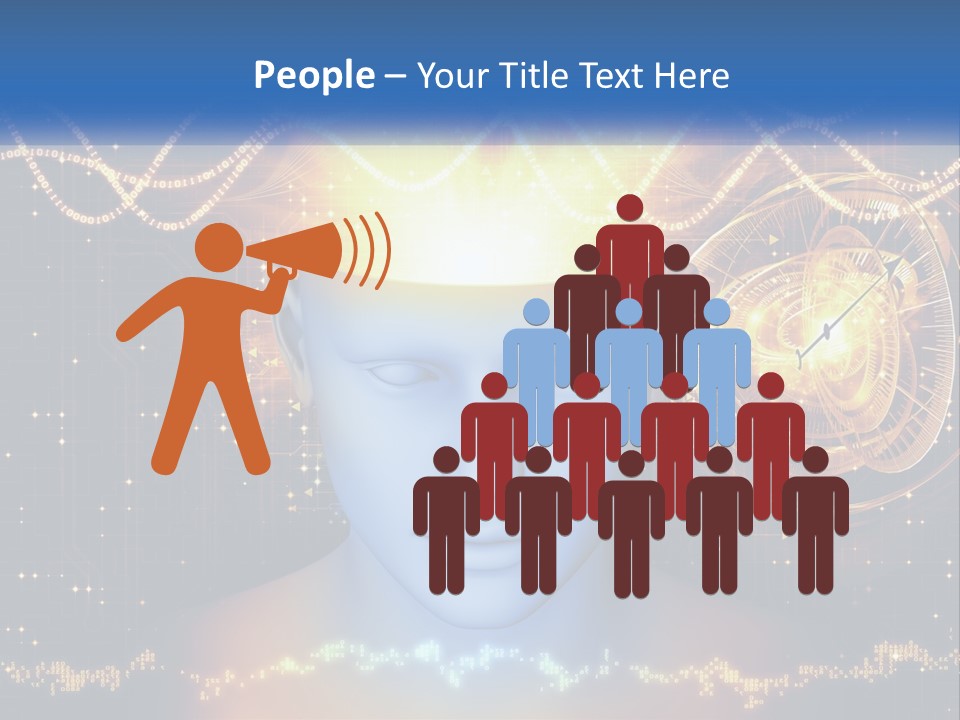 A Man With A Glowing Brain And A Clock On His Head PowerPoint Template