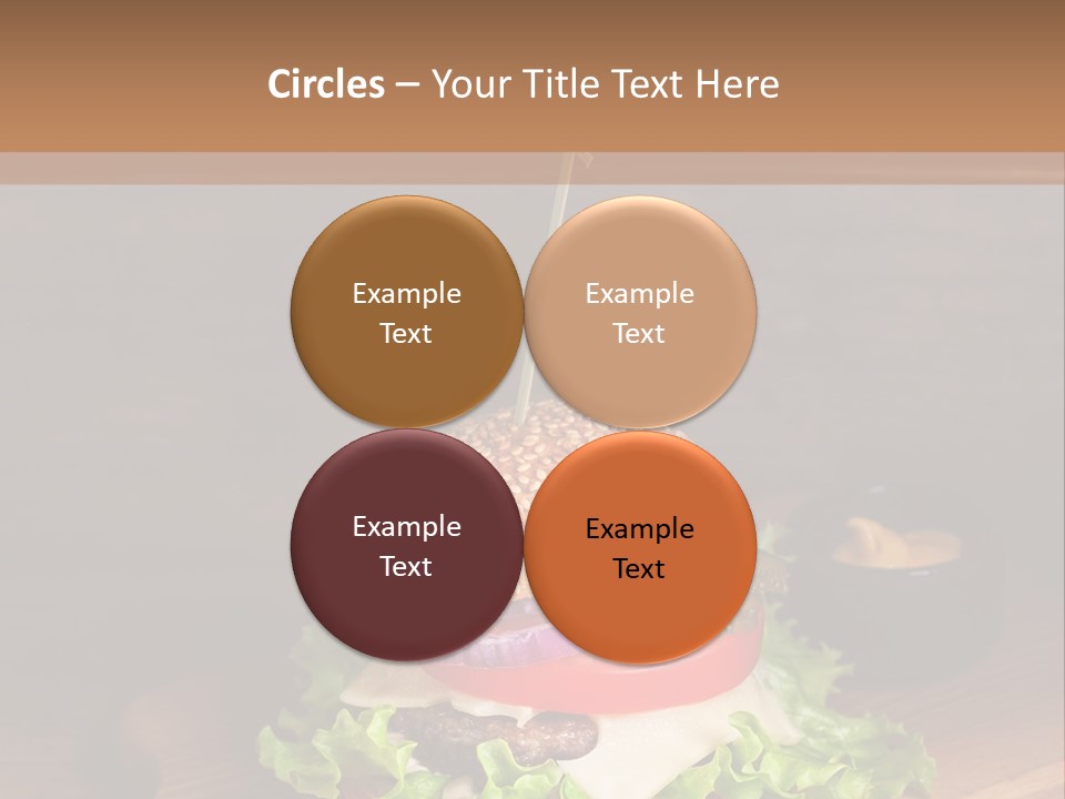 A Hamburger With Lettuce, Tomato, Onion And Cheese On A Cutting Board PowerPoint Template