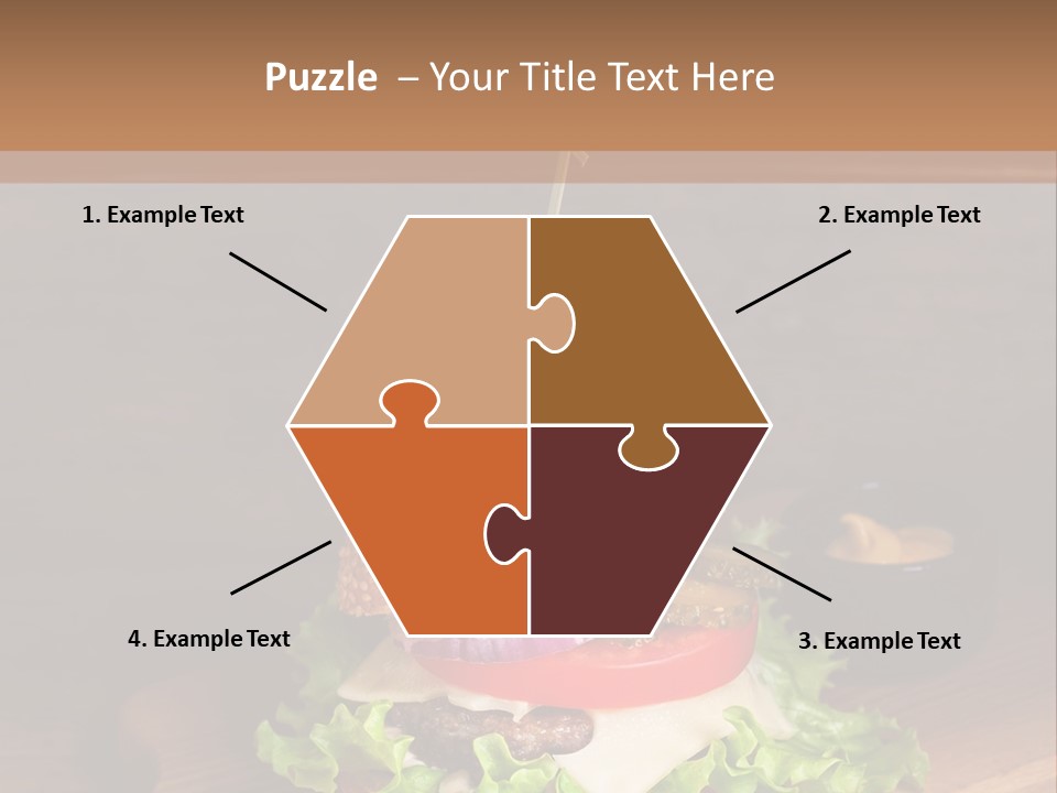 A Hamburger With Lettuce, Tomato, Onion And Cheese On A Cutting Board PowerPoint Template