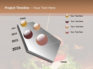 A Hamburger With Lettuce, Tomato, Onion And Cheese On A Cutting Board PowerPoint Template
