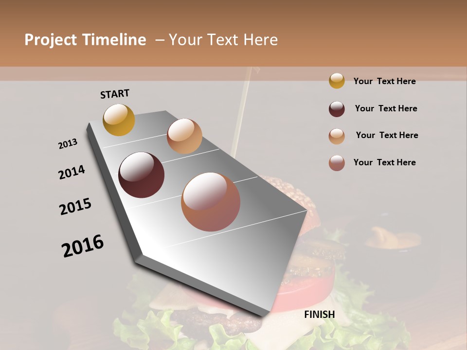 A Hamburger With Lettuce, Tomato, Onion And Cheese On A Cutting Board PowerPoint Template