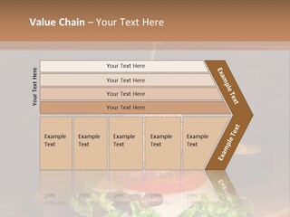 A Hamburger With Lettuce, Tomato, Onion And Cheese On A Cutting Board PowerPoint Template