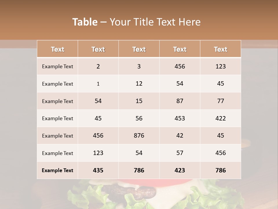 A Hamburger With Lettuce, Tomato, Onion And Cheese On A Cutting Board PowerPoint Template