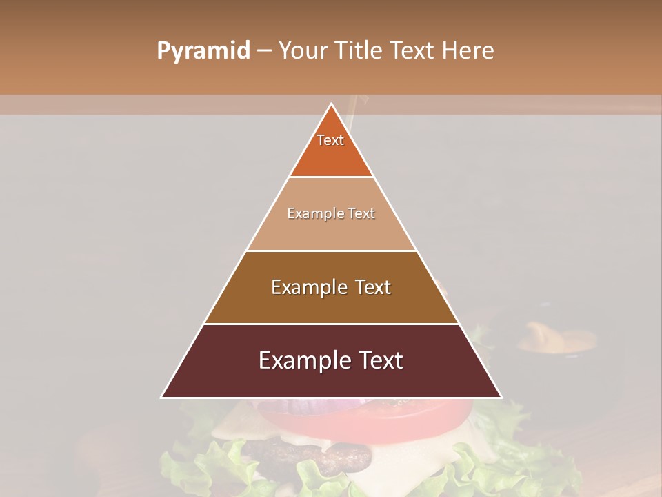 A Hamburger With Lettuce, Tomato, Onion And Cheese On A Cutting Board PowerPoint Template
