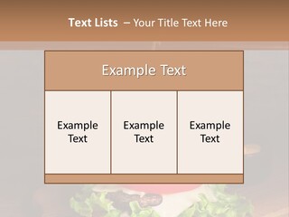 A Hamburger With Lettuce, Tomato, Onion And Cheese On A Cutting Board PowerPoint Template