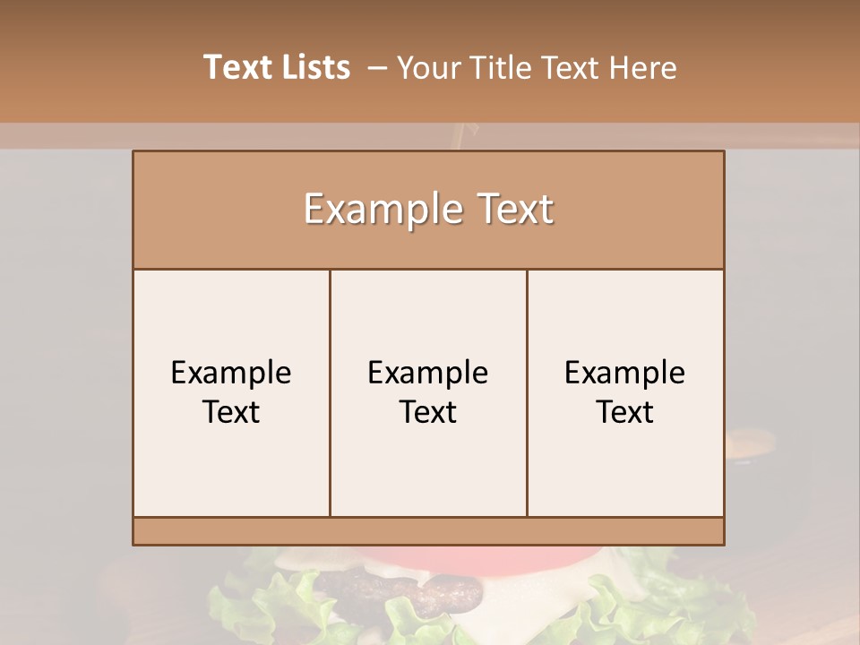 A Hamburger With Lettuce, Tomato, Onion And Cheese On A Cutting Board PowerPoint Template