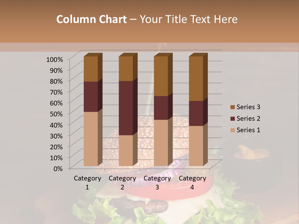 A Hamburger With Lettuce, Tomato, Onion And Cheese On A Cutting Board PowerPoint Template