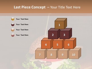 A Hamburger With Lettuce, Tomato, Onion And Cheese On A Cutting Board PowerPoint Template