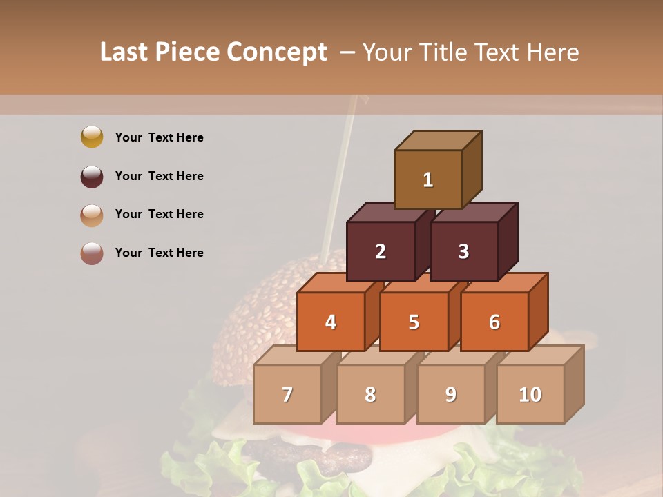 A Hamburger With Lettuce, Tomato, Onion And Cheese On A Cutting Board PowerPoint Template