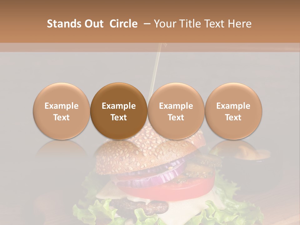 A Hamburger With Lettuce, Tomato, Onion And Cheese On A Cutting Board PowerPoint Template