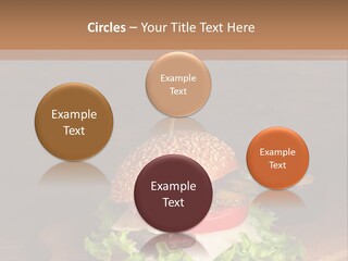 A Hamburger With Lettuce, Tomato, Onion And Cheese On A Cutting Board PowerPoint Template