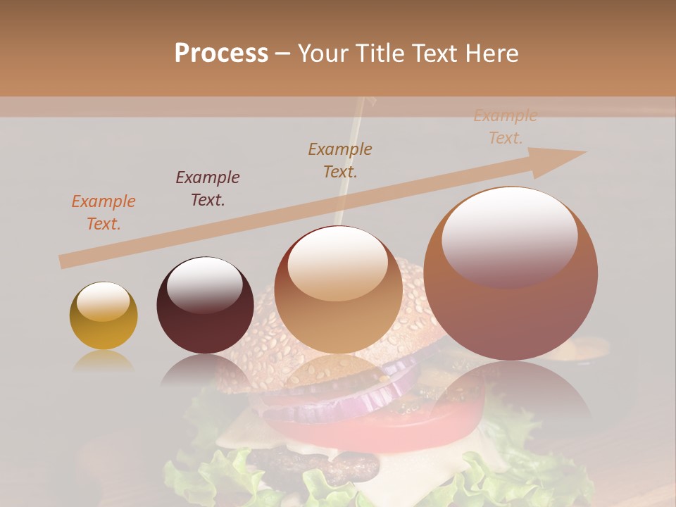 A Hamburger With Lettuce, Tomato, Onion And Cheese On A Cutting Board PowerPoint Template