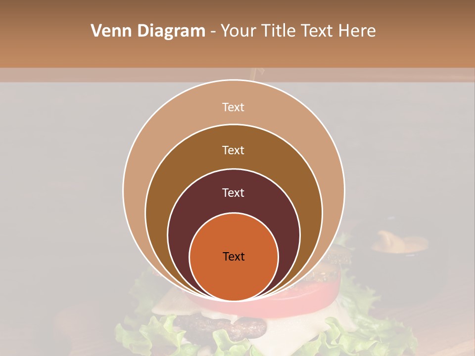 A Hamburger With Lettuce, Tomato, Onion And Cheese On A Cutting Board PowerPoint Template