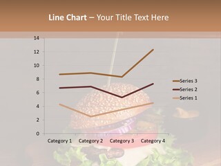 A Hamburger With Lettuce, Tomato, Onion And Cheese On A Cutting Board PowerPoint Template