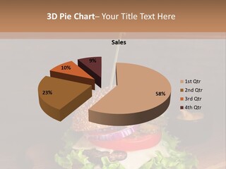 A Hamburger With Lettuce, Tomato, Onion And Cheese On A Cutting Board PowerPoint Template