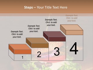 A Hamburger With Lettuce, Tomato, Onion And Cheese On A Cutting Board PowerPoint Template