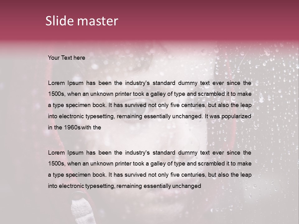 A Young Boy Looking Out Of A Window Covered In Snow PowerPoint Template