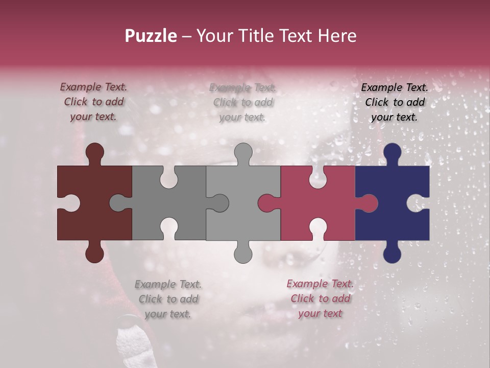 A Young Boy Looking Out Of A Window Covered In Snow PowerPoint Template