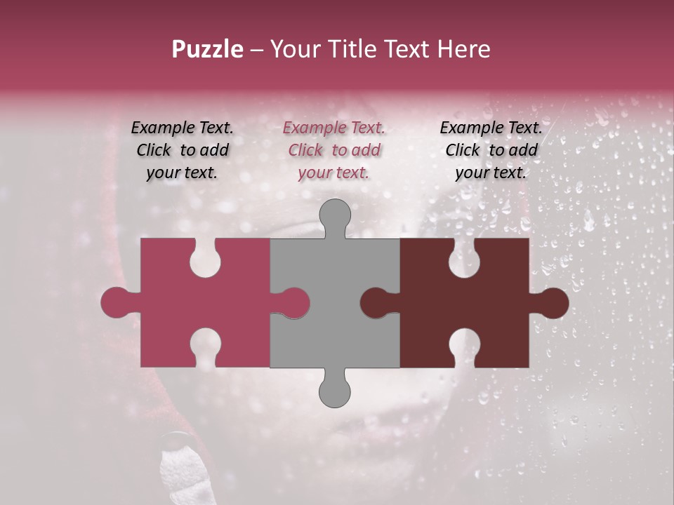 A Young Boy Looking Out Of A Window Covered In Snow PowerPoint Template