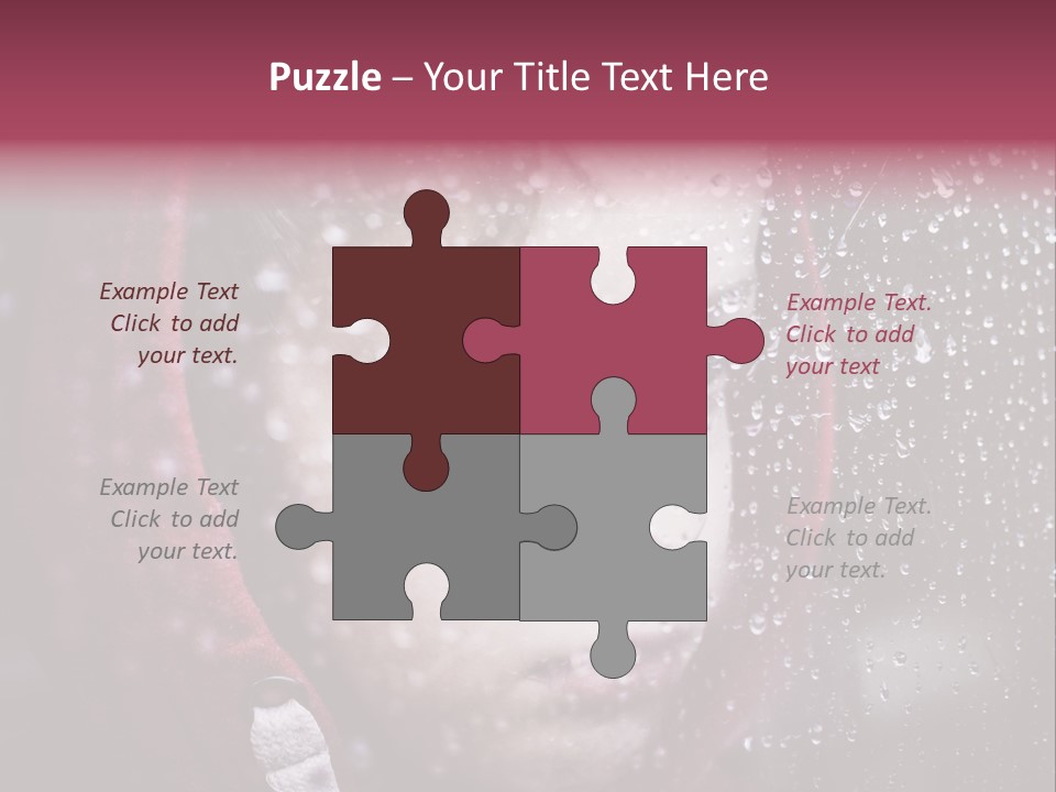 A Young Boy Looking Out Of A Window Covered In Snow PowerPoint Template