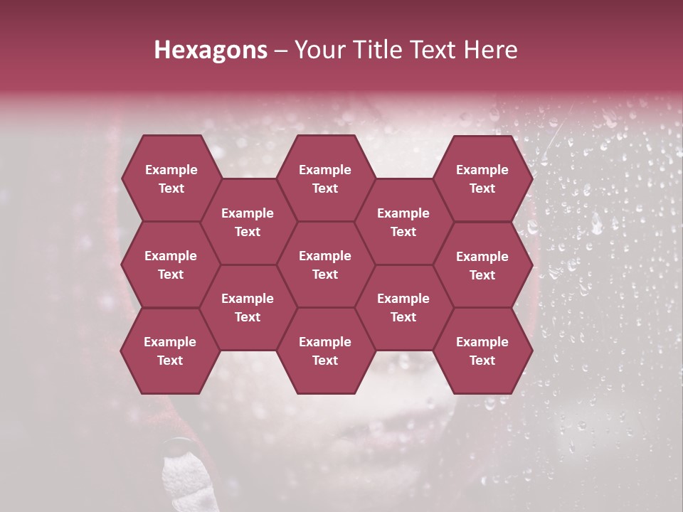 A Young Boy Looking Out Of A Window Covered In Snow PowerPoint Template