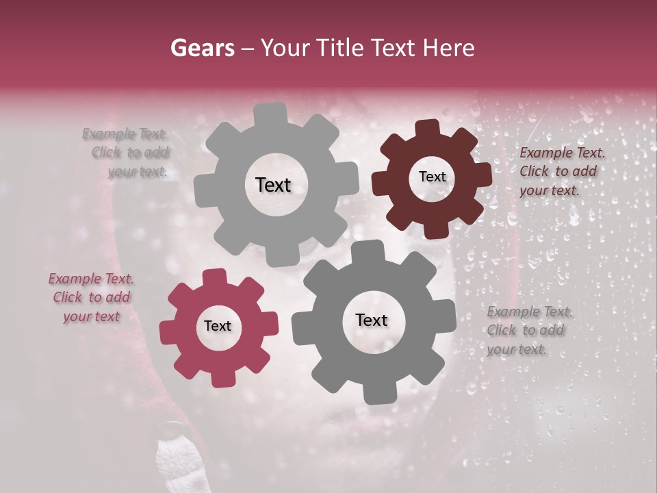 A Young Boy Looking Out Of A Window Covered In Snow PowerPoint Template