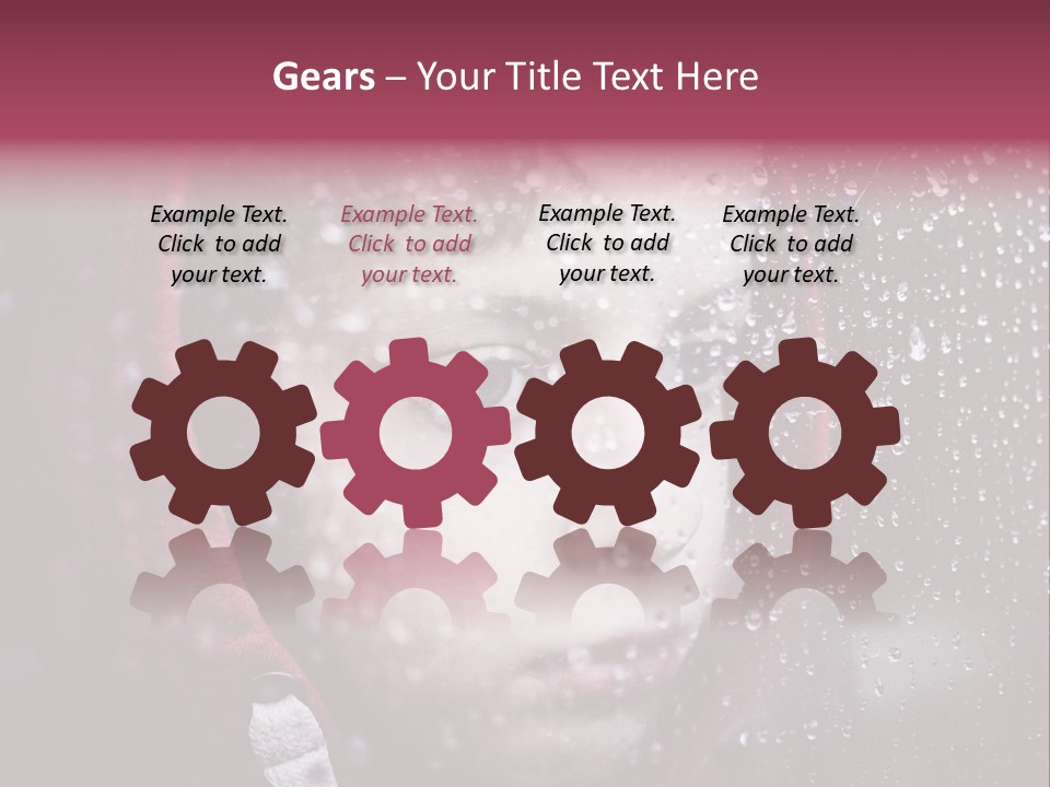 A Young Boy Looking Out Of A Window Covered In Snow PowerPoint Template