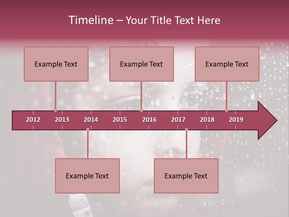 A Young Boy Looking Out Of A Window Covered In Snow PowerPoint Template