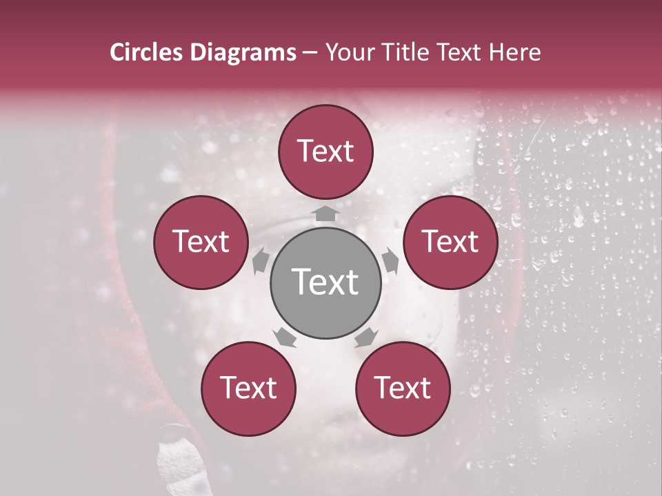 A Young Boy Looking Out Of A Window Covered In Snow PowerPoint Template