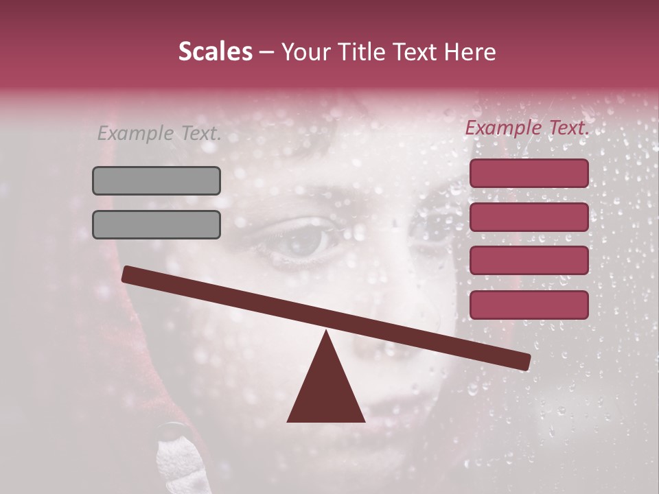 A Young Boy Looking Out Of A Window Covered In Snow PowerPoint Template