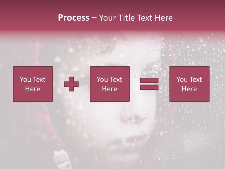 A Young Boy Looking Out Of A Window Covered In Snow PowerPoint Template