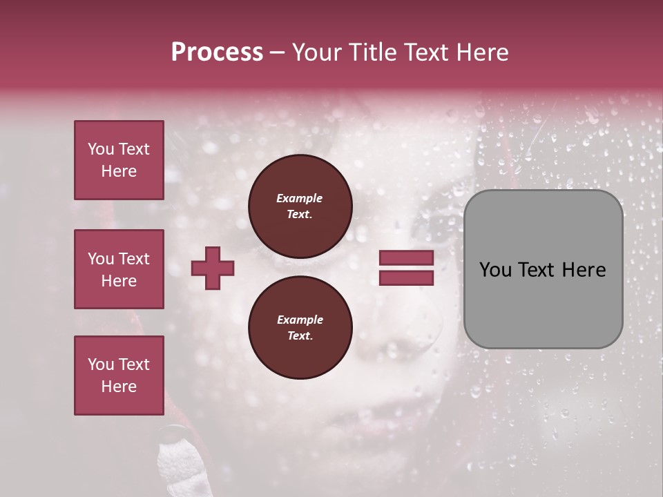 A Young Boy Looking Out Of A Window Covered In Snow PowerPoint Template