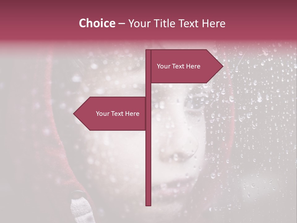 A Young Boy Looking Out Of A Window Covered In Snow PowerPoint Template