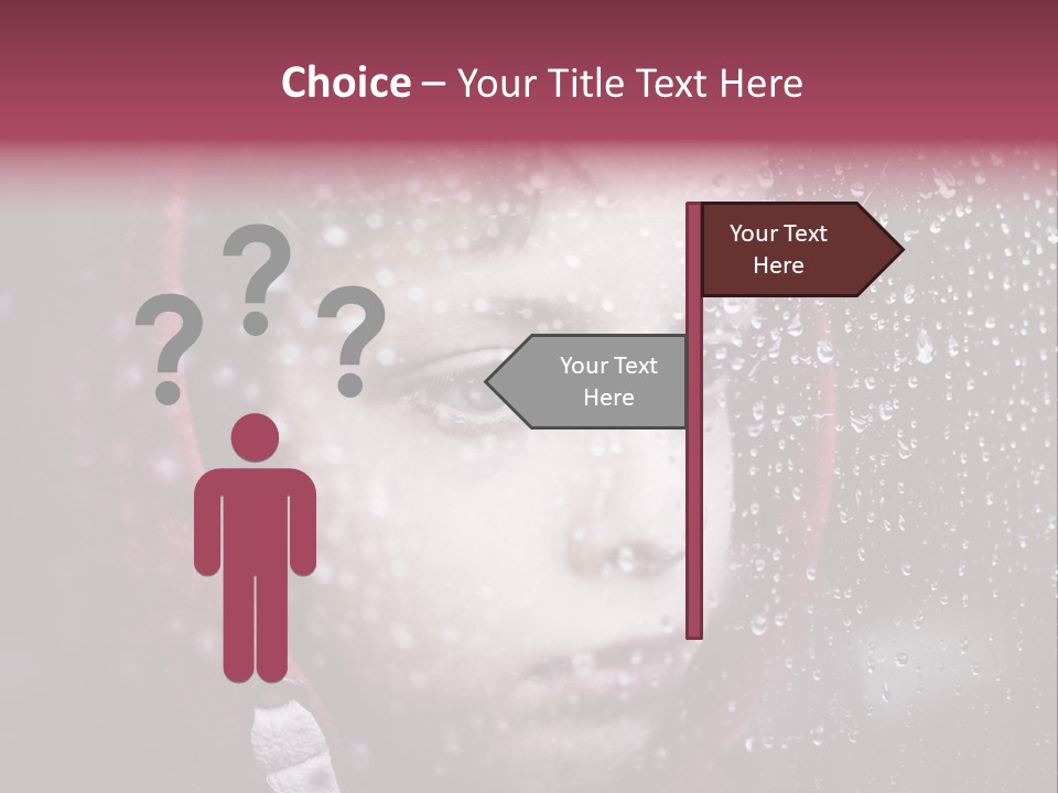 A Young Boy Looking Out Of A Window Covered In Snow PowerPoint Template