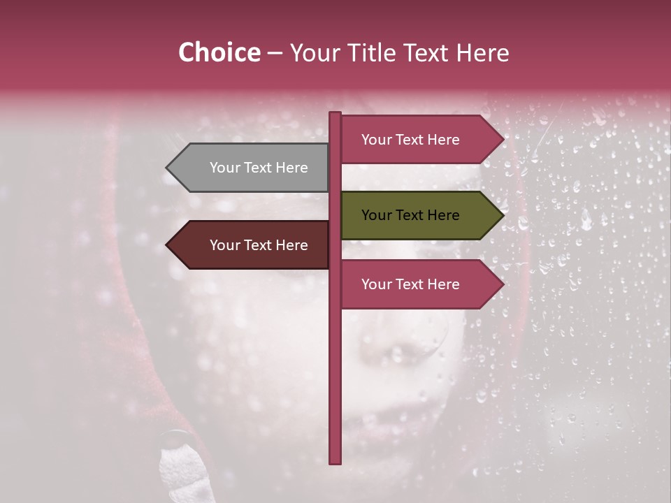 A Young Boy Looking Out Of A Window Covered In Snow PowerPoint Template