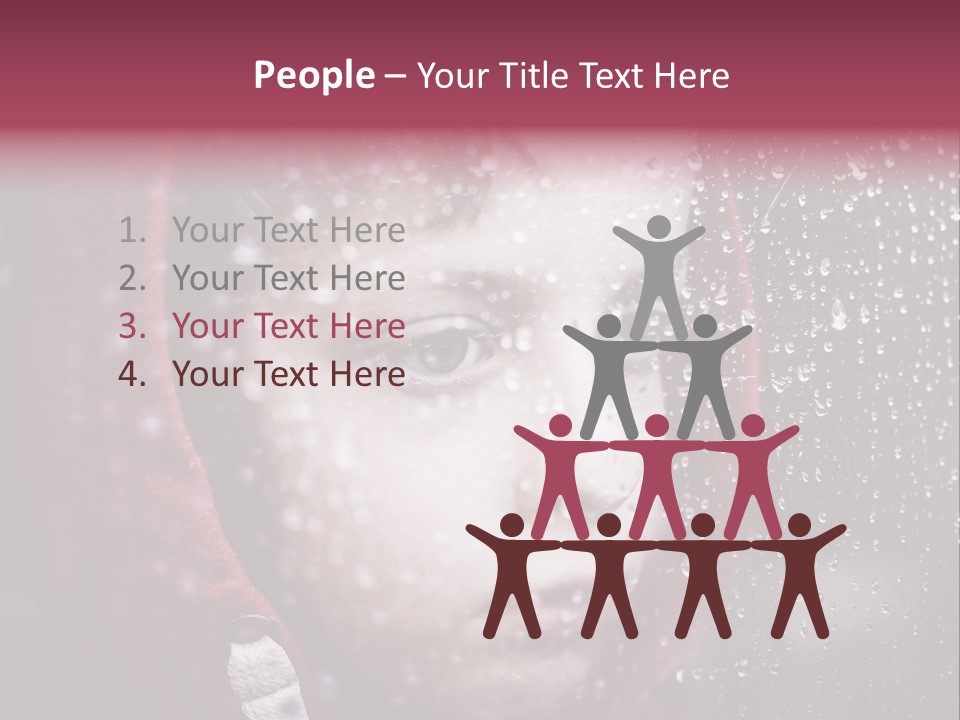 A Young Boy Looking Out Of A Window Covered In Snow PowerPoint Template