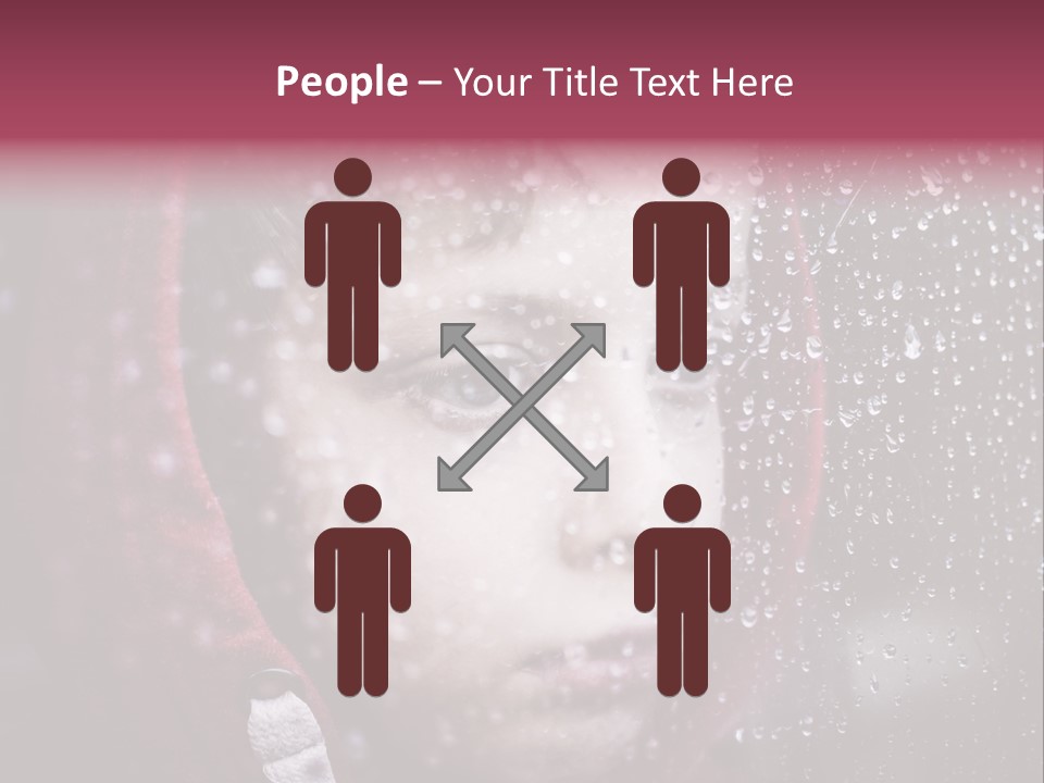 A Young Boy Looking Out Of A Window Covered In Snow PowerPoint Template