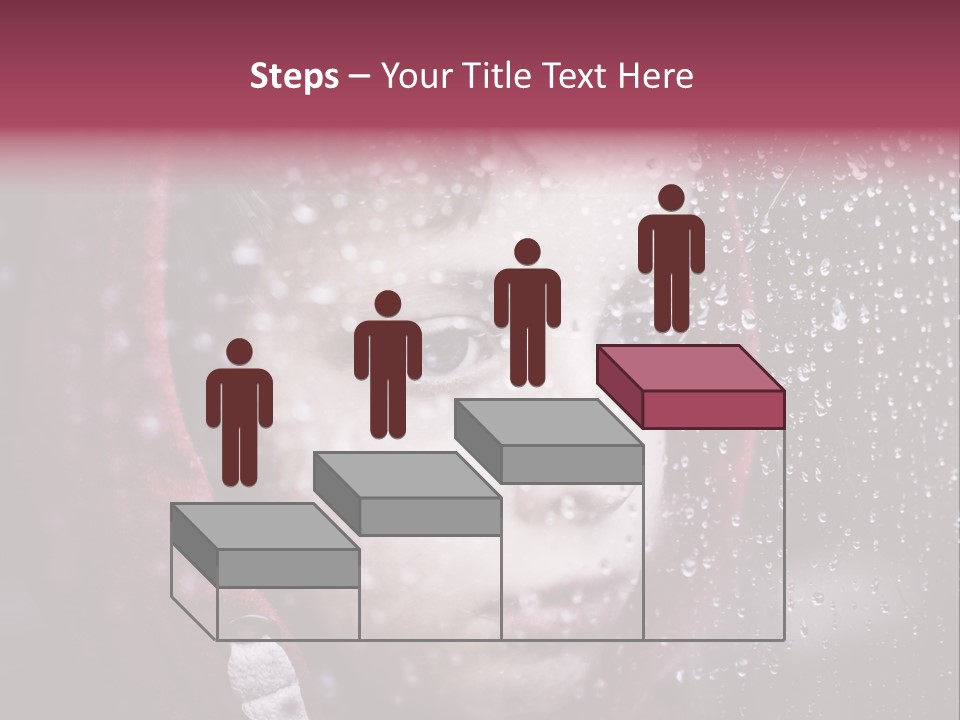 A Young Boy Looking Out Of A Window Covered In Snow PowerPoint Template