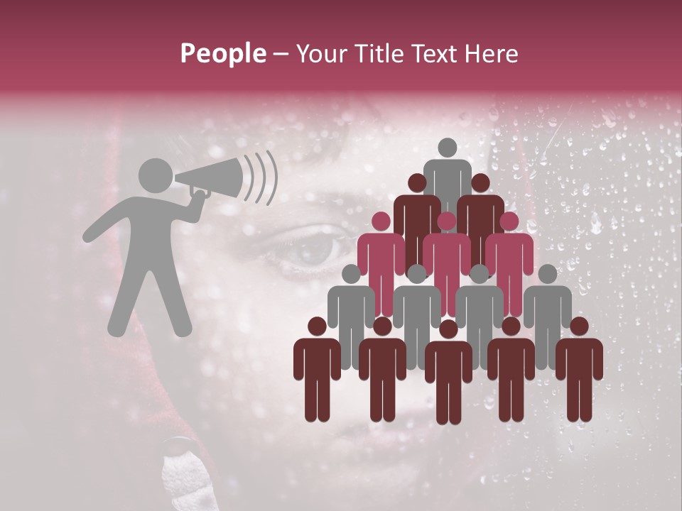 A Young Boy Looking Out Of A Window Covered In Snow PowerPoint Template