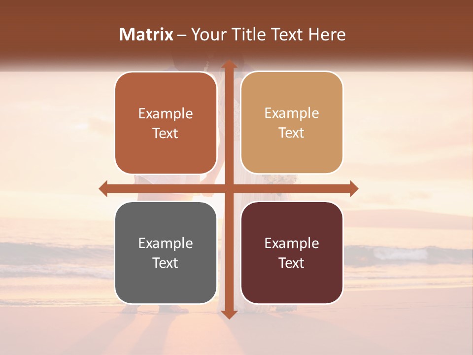 A Bride And Groom Kissing On The Beach At Sunset PowerPoint Template