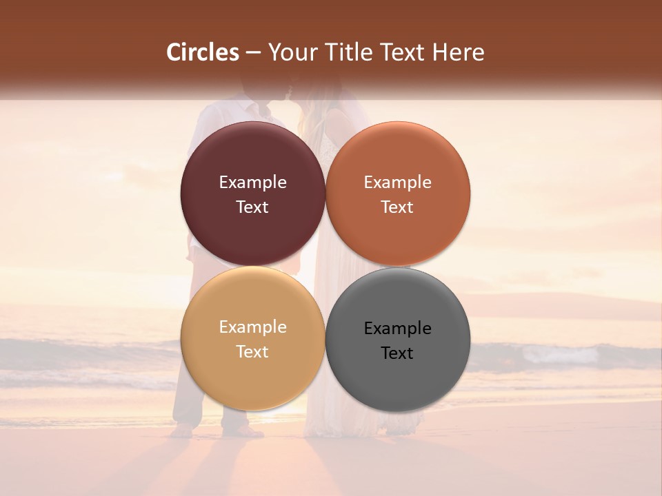 A Bride And Groom Kissing On The Beach At Sunset PowerPoint Template